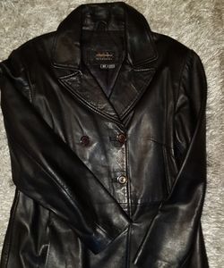 Black Leather peacoat